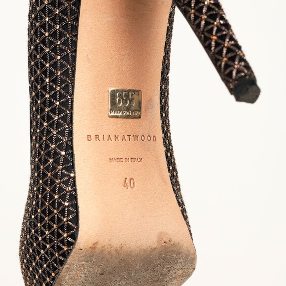 Brian Atwood Maniac Black Rhinestone Platform Pumps - Picture 5 of 10